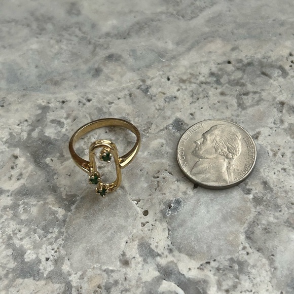 Vintage Multi Emerald Ring, Gold Plated Pure Silver Ring, Size 6 3/4 - Picture 9 of 9